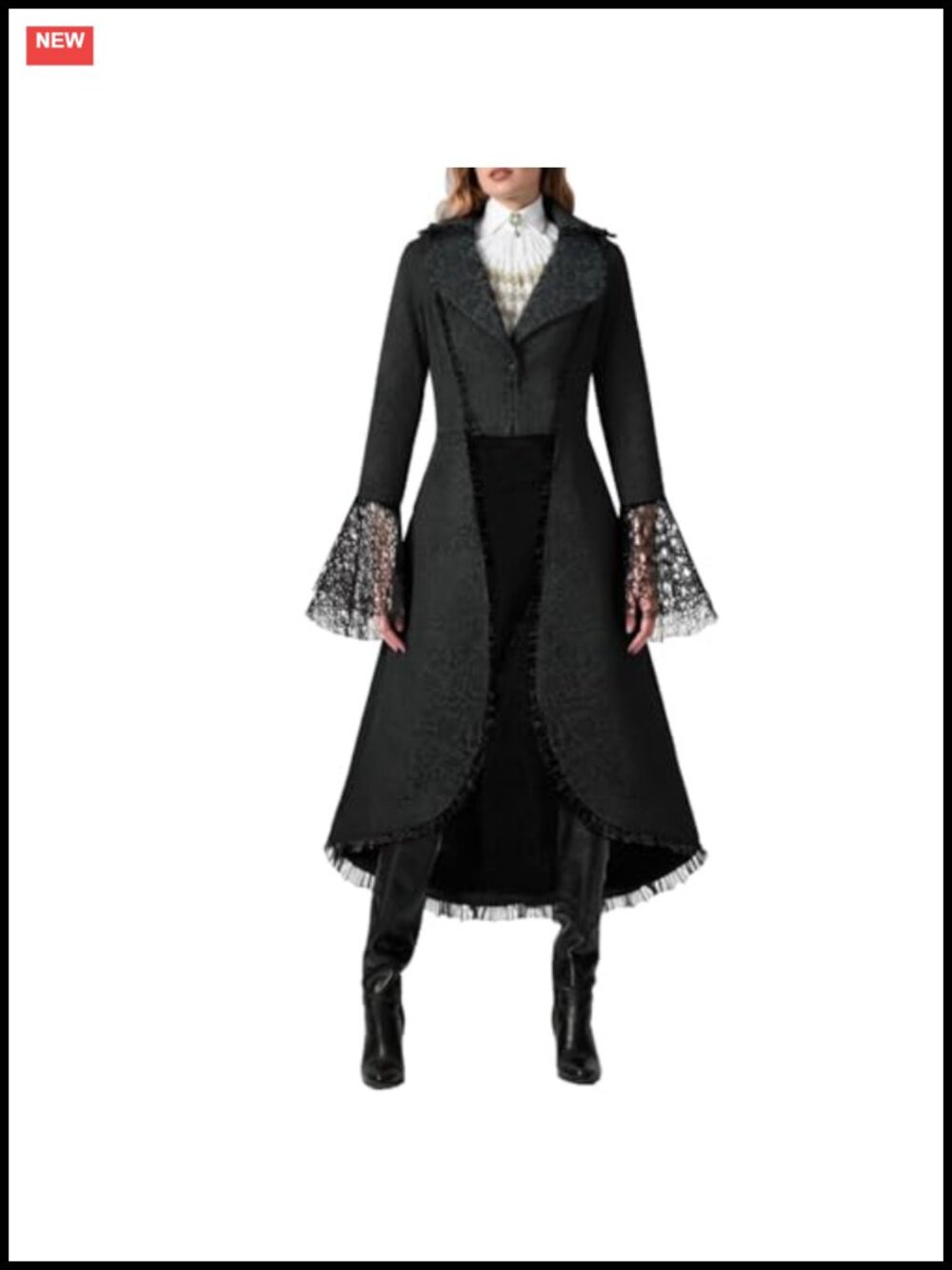 Women's Steampunk Victorian Pirate Tuxedo Jacket Lace Trim Polyester